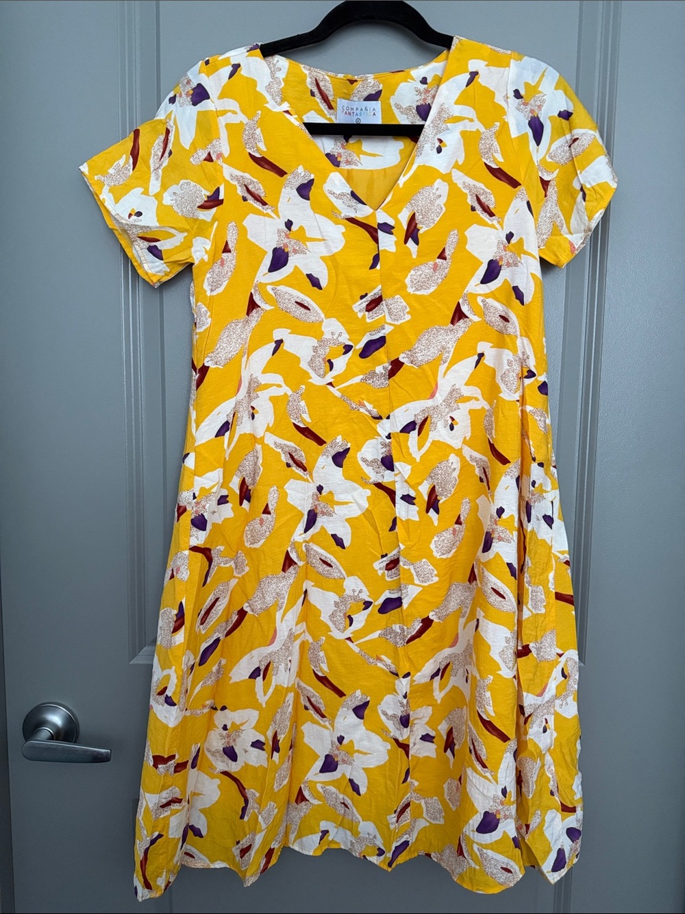 Yellow Floral Midi Dress with V-Neck by Someday Isle